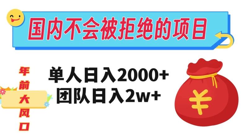 在国内不怕被拒绝的项目，单人日入2000，团队日入20000+【揭秘】-禾谷轻创网