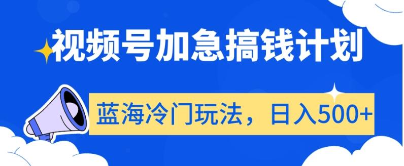 视频号加急搞钱计划，蓝海冷门玩法，日入500+【揭秘】-禾谷轻创网