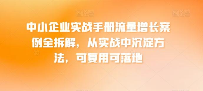 中小企业实战手册流量增长案例全拆解，从实战中沉淀方法，可复用可落地-禾谷轻创网