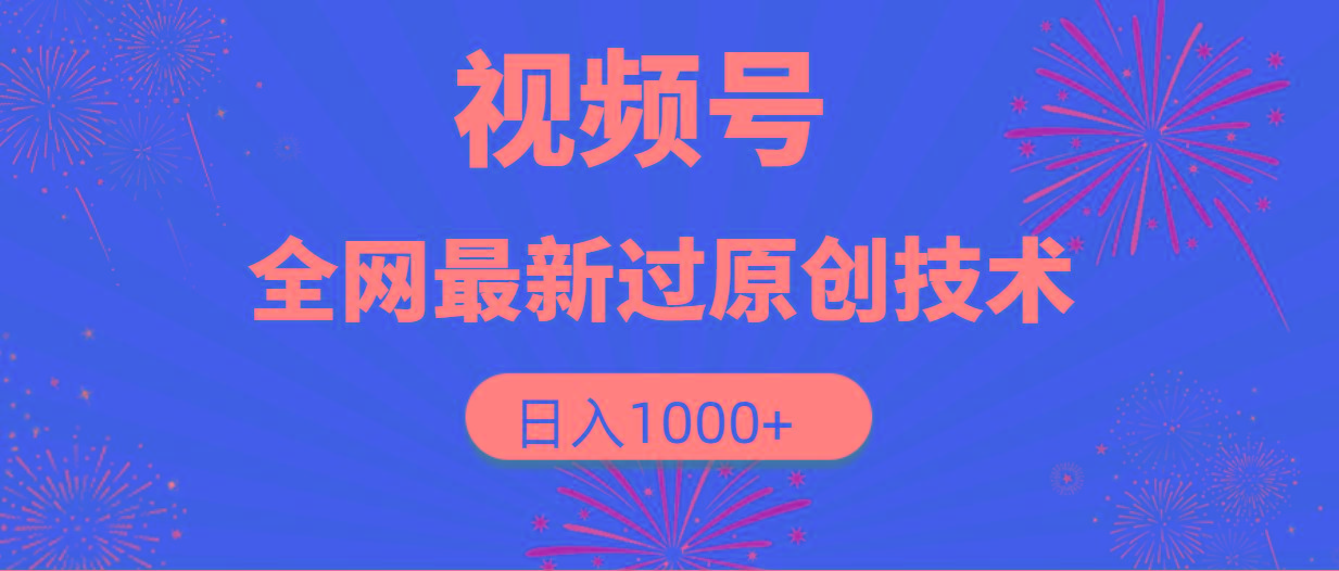 (9713期)视频号，全网最新过原创技术，日入1000+-禾谷轻创网