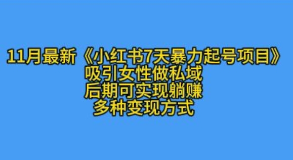 K总部落11月最新小红书7天暴力起号项目，吸引女性做私域【揭秘】-禾谷轻创网