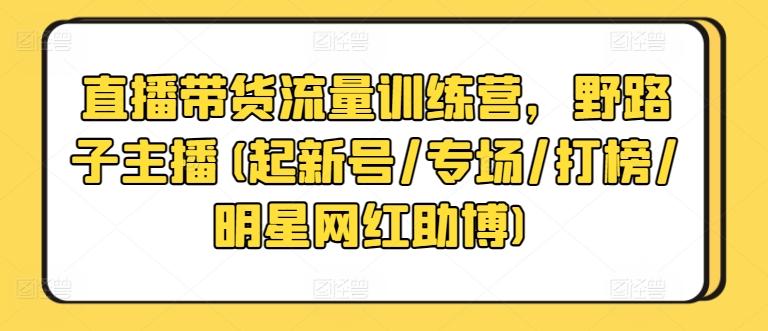 直播带货流量训练营，野路子主播(起新号/专场/打榜/明星网红助博)-禾谷轻创网