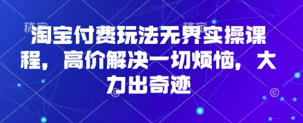 淘宝付费玩法无界实操课程，高价解决一切烦恼，大力出奇迹-禾谷轻创网