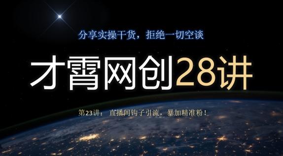 才霄网创28讲第23讲：直播间钩子引流，暴加精准粉！-禾谷轻创网