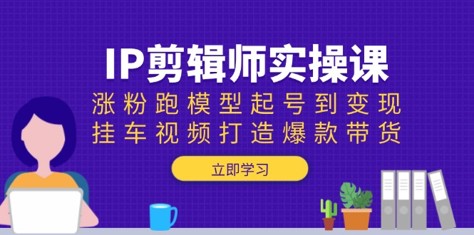 IP剪辑师实操课：涨粉跑模型起号到变现，挂车视频打造爆款带货-禾谷轻创网