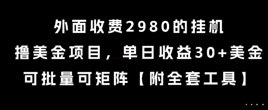 外面收费2980的挂G撸美金项目，单日收益30+美金，可批量可矩阵【揭秘】-禾谷轻创网