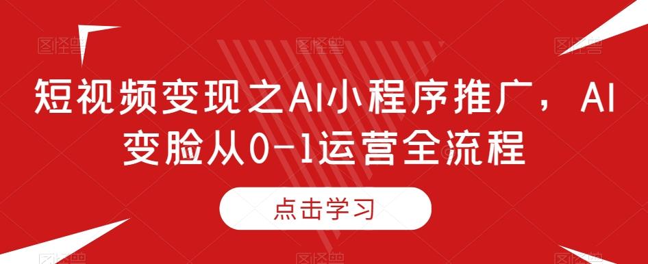 短视频变现之AI小程序推广，AI变脸从0-1运营全流程-禾谷轻创网