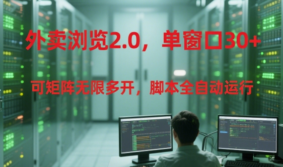 外卖浏览2.0，单窗口30+可矩阵无限多开，脚本全自动运行【揭秘】-禾谷轻创网