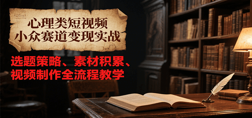 心理类短视频小众赛道变现实战，选题策略、素材积累、视频制作全流程教学-禾谷轻创网