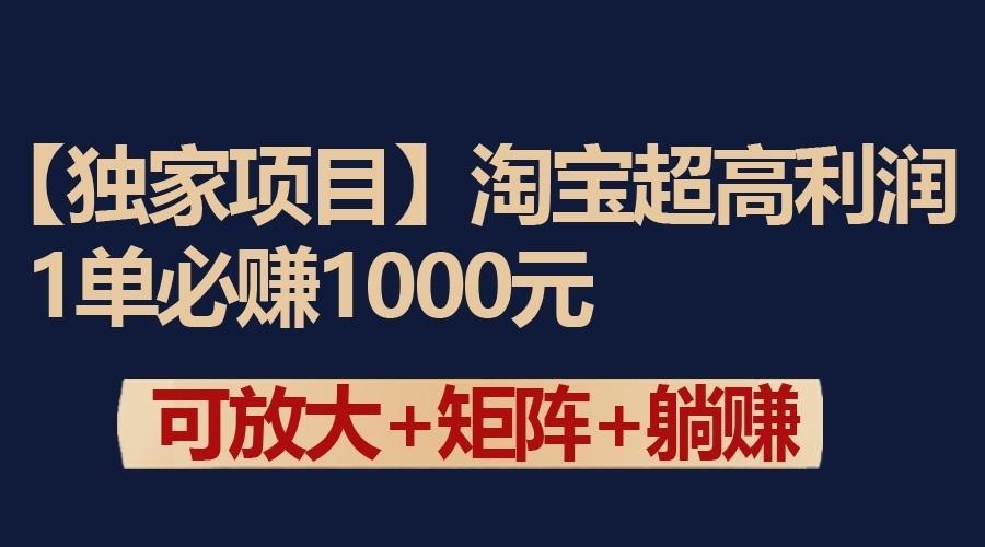 独家淘宝超高利润项目：1单必赚1000元，可放大可矩阵操作-禾谷轻创网