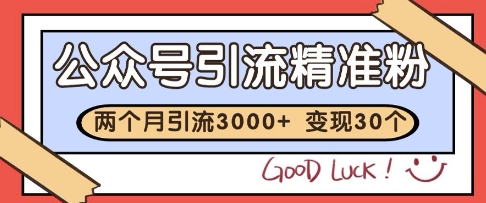 公众号精准粉引流玩法，2个月3000+精准粉，变现30个W【揭秘】-禾谷轻创网
