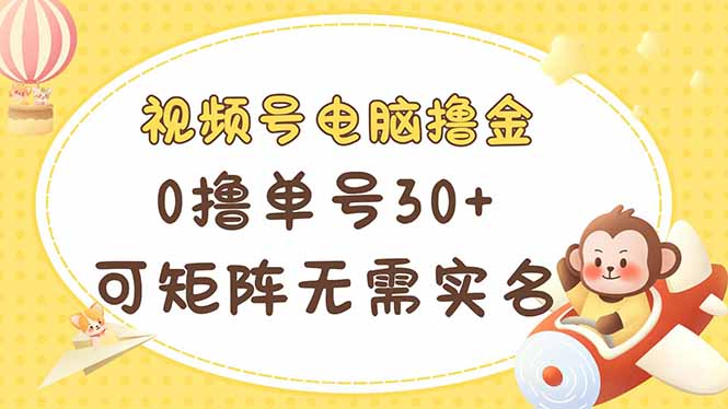 视频号电脑撸金 0撸单号30+ 可矩阵 无需实名多号多得-禾谷轻创网