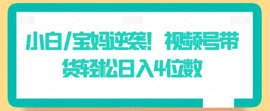 小白/宝妈逆袭！视频号带货轻松日入4位数【揭秘】-禾谷轻创网