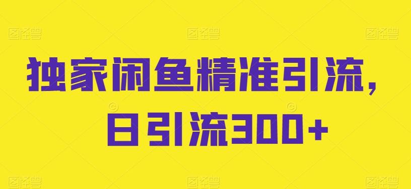 独家闲鱼精准引流，日引流300+【揭秘】-禾谷轻创网