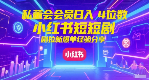 私董会会员日入4位数小红书红果短剧拉新爆单经验分享-禾谷轻创网