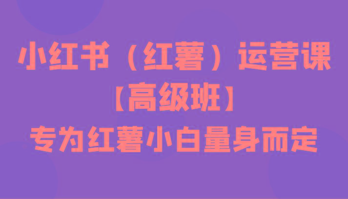 小红书(红薯)运营课【高级班】，专为红薯小白量身而定(42节课)-禾谷轻创网