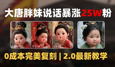 AI大唐胖贵妃说话2.0，40条视频暴涨40w粉，附独家变现攻略-禾谷轻创网