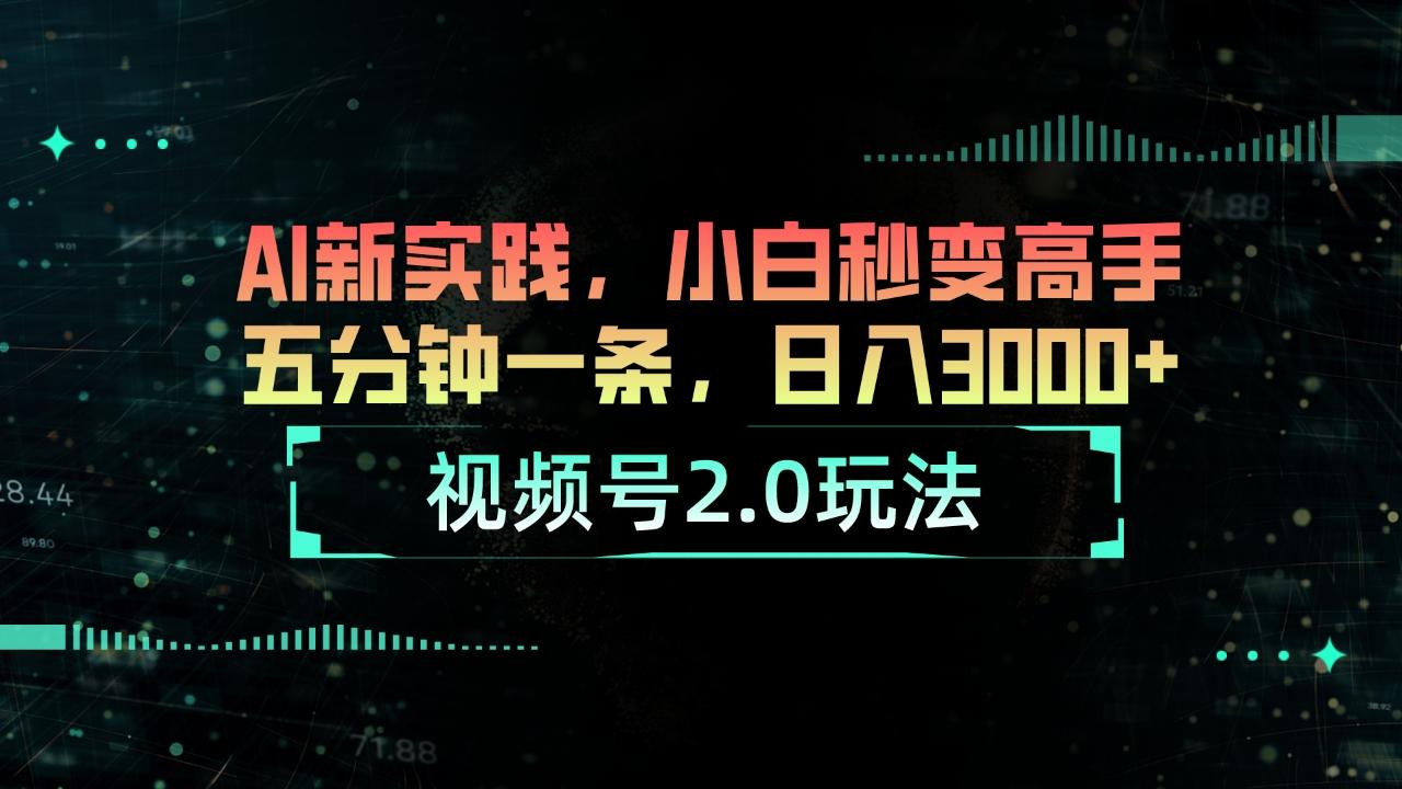 视频号2.0玩法 AI新实践，小白秒变高手五分钟一条，日入3000+-禾谷轻创网