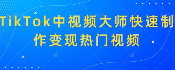 TikTok中视频大师快速制作变现热门视频-禾谷轻创网