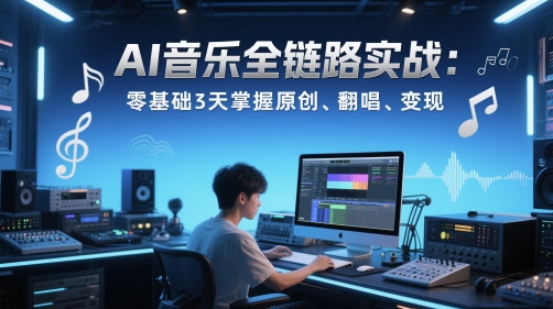 AI音乐全链路实战变现课：零基础3天掌握原创、翻唱、变现-禾谷轻创网