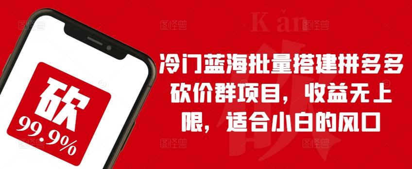 冷门蓝海批量搭建拼多多砍价群项目，收益无上限，适合小白的风口【揭秘】-禾谷轻创网