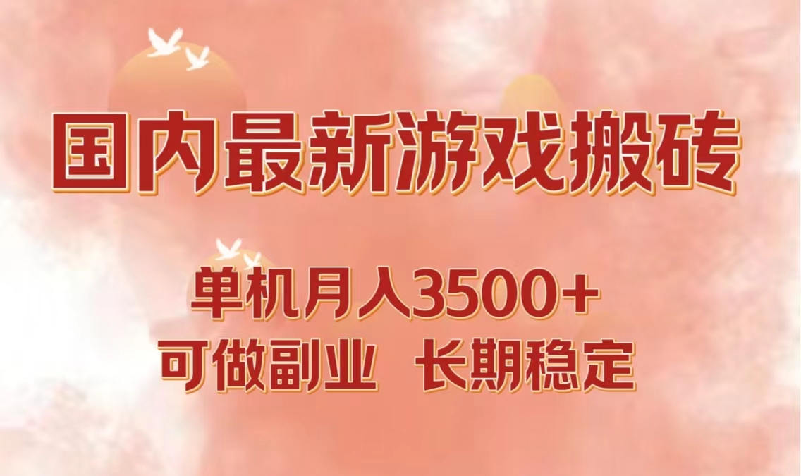 国内最新游戏打金搬砖，单机月入3500+可做副业 长期稳定-禾谷轻创网