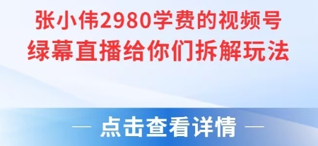 张小伟2980付费额视频号绿幕直播给你们拆解玩法-禾谷轻创网