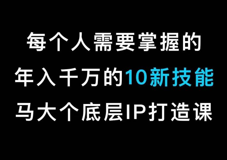 马大个的IP底层逻辑课，​每个人需要掌握的年入千万的10新技能，约会底层IP打造方法！-禾谷轻创网
