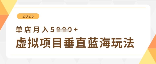 虚拟项目垂直玩法，实现单店月入5k+-禾谷轻创网