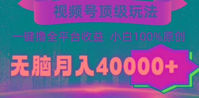 (9281期)视频号顶级玩法，无脑月入40000+，一键撸全平台收益，纯小白也能100%原创-禾谷轻创网