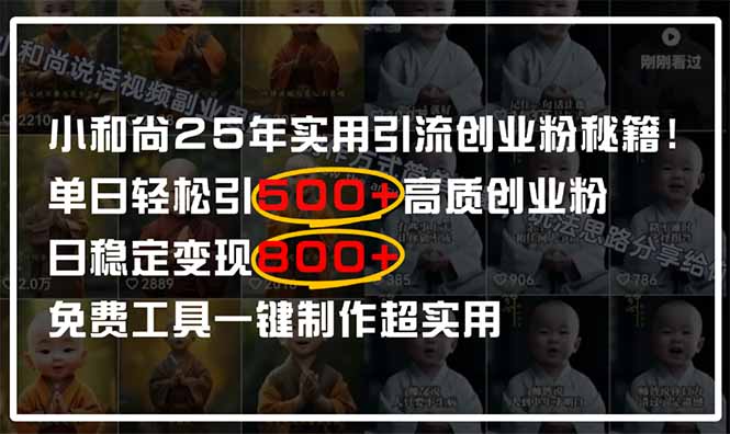 小和尚2025年实用引流秘籍！单日轻松引500+高质量创业粉，日变现800+，...-禾谷轻创网