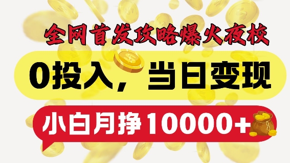 全网首发爆火夜校，0投入，当日变现，小白轻松月入1w+【揭秘】-禾谷轻创网