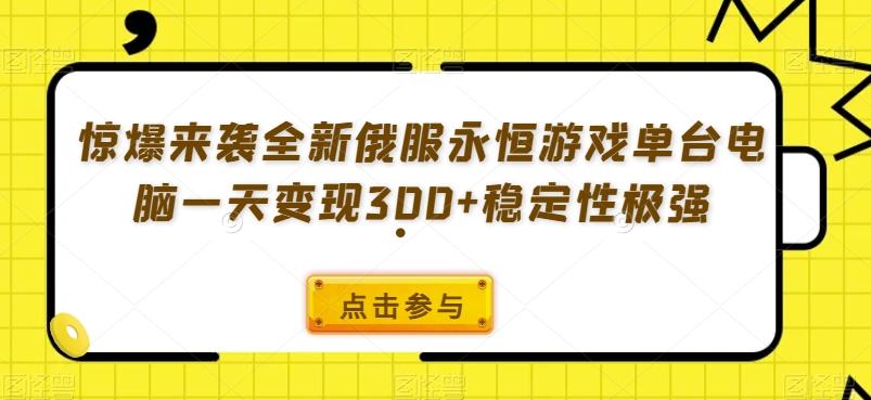 惊爆来袭全新俄服永恒游戏单台电脑一天变现300+稳定性极强-禾谷轻创网