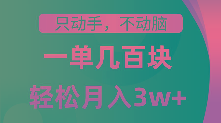 只动手不动脑，一单几百块，轻松月入3w+，看完就能直接操作，详细教程-禾谷轻创网