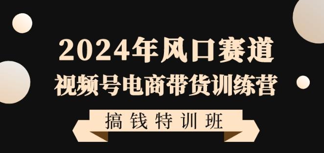 2024年风口赛道视频号电商带货训练营搞钱特训班，带领大家快速入局自媒体电商带货-禾谷轻创网