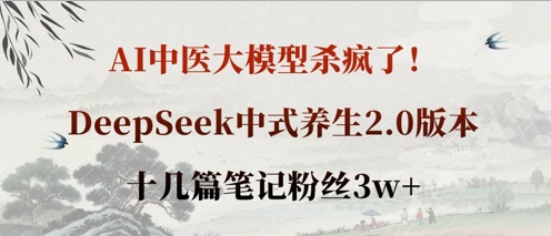 AI中医大模型杀疯了！DeepSeek中式养生2.0版本，十几篇笔记粉丝3w+-禾谷轻创网