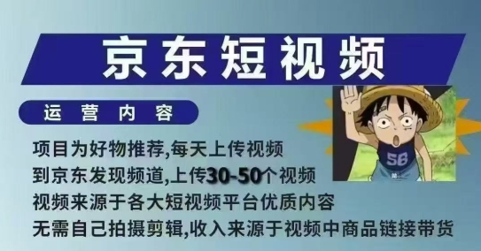 京东短视频带货课，无需自己拍摄剪辑，保姆式教学，两天快速上手-禾谷轻创网