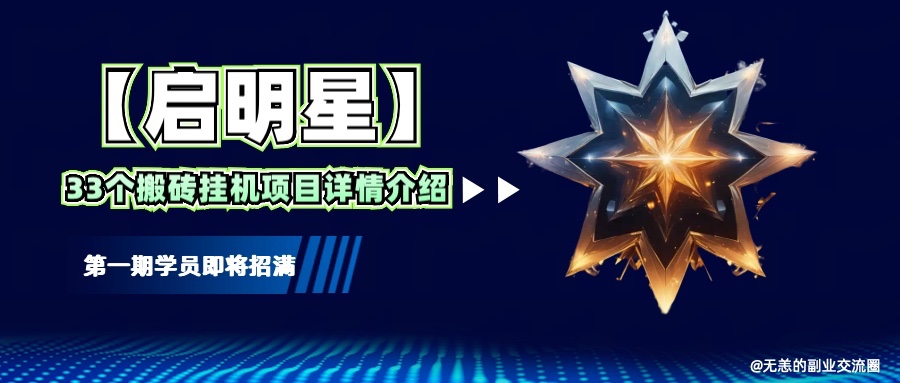 【启明星】33个挂机搬砖项目详细介绍,新手网创看这个就够了。-禾谷轻创网