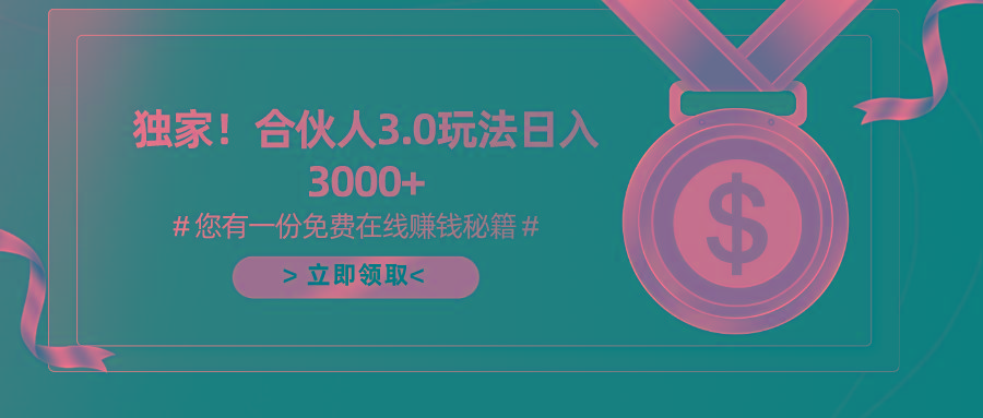 游戏合伙人3.0，日入3000+，无限扩大的蓝海项目-禾谷轻创网