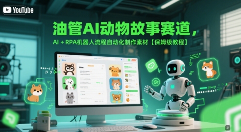 油管AI动物故事赛道，AI+RPA机器人流程自动化制作素材【保姆级教程】-禾谷轻创网