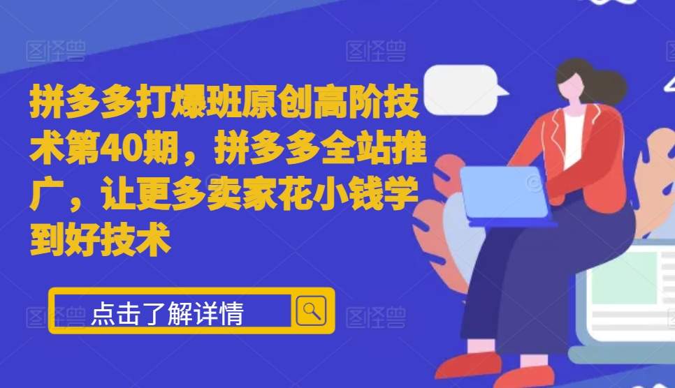 拼多多打爆班原创高阶技术第40期，拼多多全站推广，让更多卖家花小钱学到好技术-禾谷轻创网