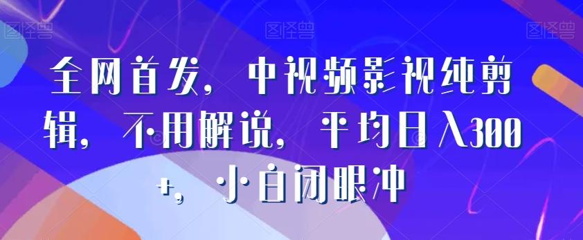 全网首发，中视频影视纯剪辑，不用解说，平均日入300+，小白闭眼冲-禾谷轻创网