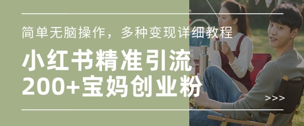 小红书混剪日引200+宝妈创业粉，简单无脑操作，多种变现详细教程-禾谷轻创网