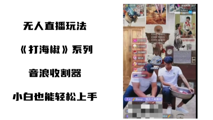 打海椒无人直播整蛊项目，小白轻松上手撸音浪收割器-禾谷轻创网