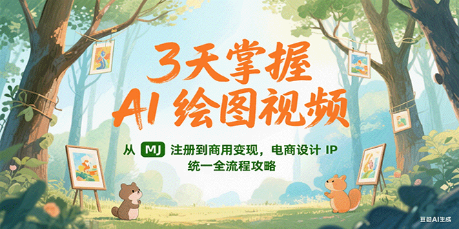 3天掌握AI绘图视频，从MJ 注册到商用变现，电商设计IP统一全流程攻略-禾谷轻创网