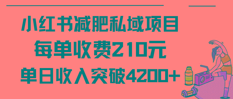 (9466期)小红书减肥私域项目每单收费210元单日成交20单，最高日入4200+-禾谷轻创网