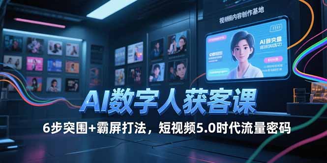 AI数字人获客课，6步突围+霸屏打法，短视频5.0时代流量密码-禾谷轻创网