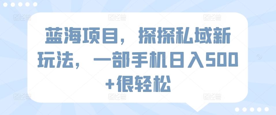 蓝海项目，探探私域新玩法，一部手机日入500+很轻松【揭秘】-禾谷轻创网