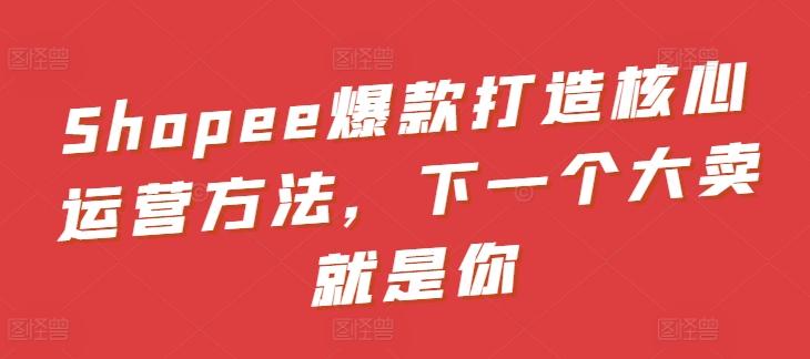 Shopee爆款打造核心运营方法，下一个大卖就是你-禾谷轻创网