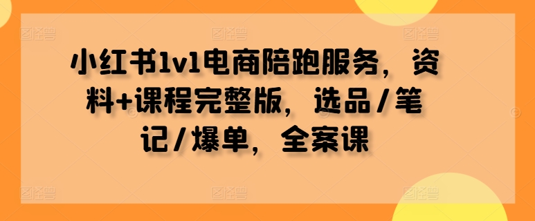 小红书1v1电商陪跑服务，资料+课程完整版，选品/笔记/爆单，全案课-禾谷轻创网